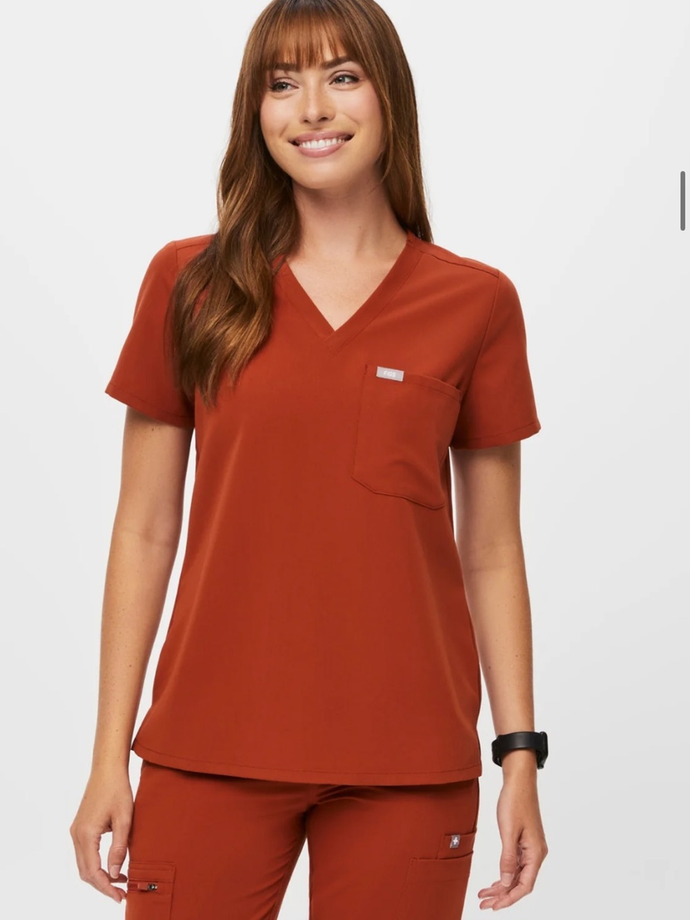 Figs Women's Rust V-Neck Scrub Top